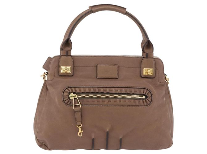 Chloé Borsa Chloe in Pelle 2way Marrone Oro Auth BA14477A D'oro - vista 13