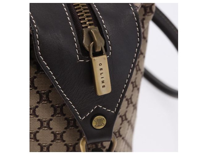 Céline Borsa Boston CELINE in tela Macadam Beige con finiture dorate Auth 192830A - vista 10