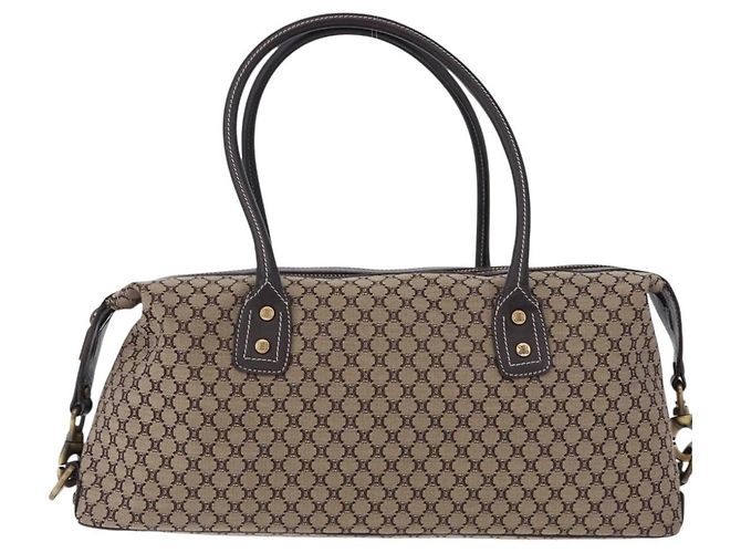 Céline Borsa Boston CELINE in tela Macadam Beige con finiture dorate Auth 192830A - vista 13