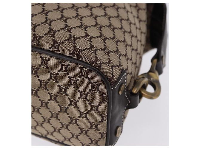 Céline Borsa Boston CELINE in tela Macadam Beige con finiture dorate Auth 192830A - vista 14