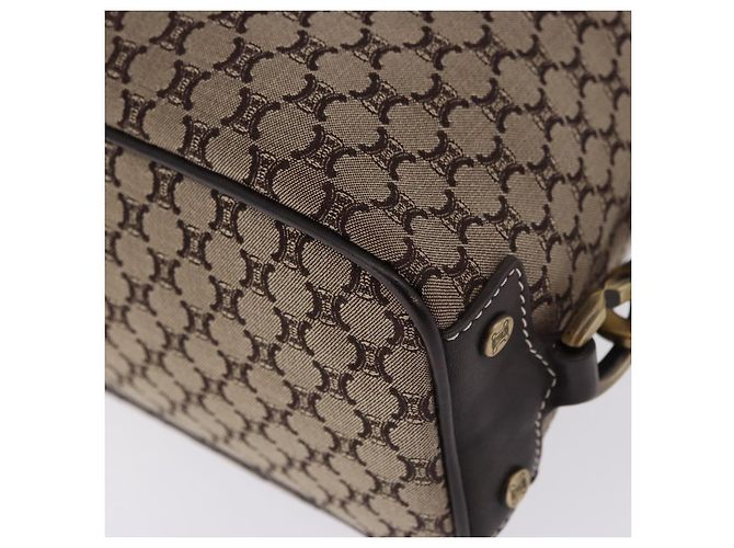 Céline Borsa Boston CELINE in tela Macadam Beige con finiture dorate Auth 192830A - vista 16