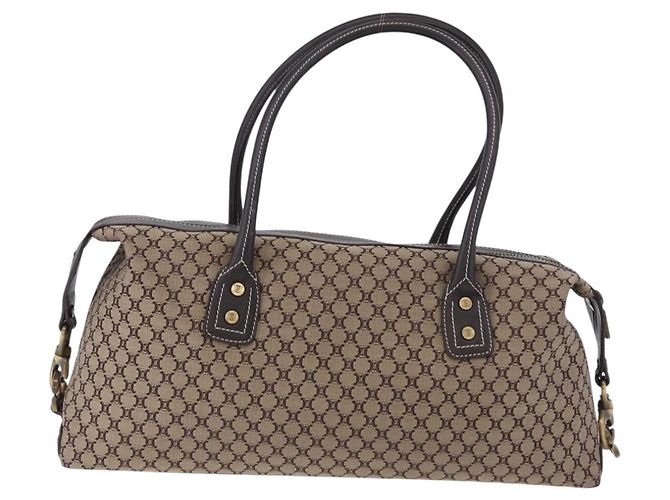 Céline Borsa Boston CELINE in tela Macadam Beige con finiture dorate Auth 192830A - vista 2