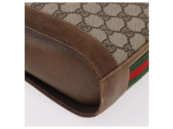 Borsa a tracolla GUCCI GG Supreme Web Sherry Line PVC Beige Oro Auth 191908 D'oro - vista 14