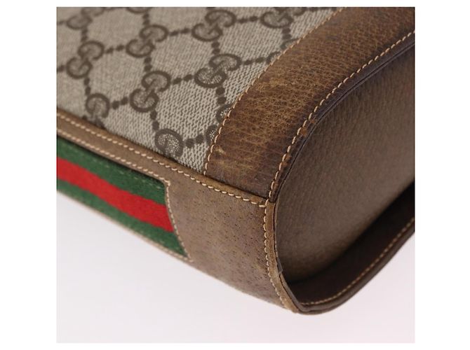 Borsa a tracolla GUCCI GG Supreme Web Sherry Line PVC Beige Oro Auth 191908 D'oro - vista 15