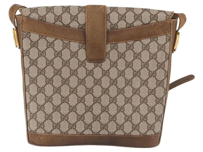 Borsa a tracolla GUCCI GG Supreme Web Sherry Line PVC Beige Oro Auth 191908 D'oro - vista 2