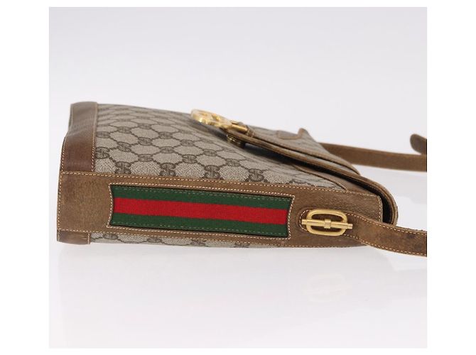 Borsa a tracolla GUCCI GG Supreme Web Sherry Line PVC Beige Oro Auth 191908 D'oro - vista 3