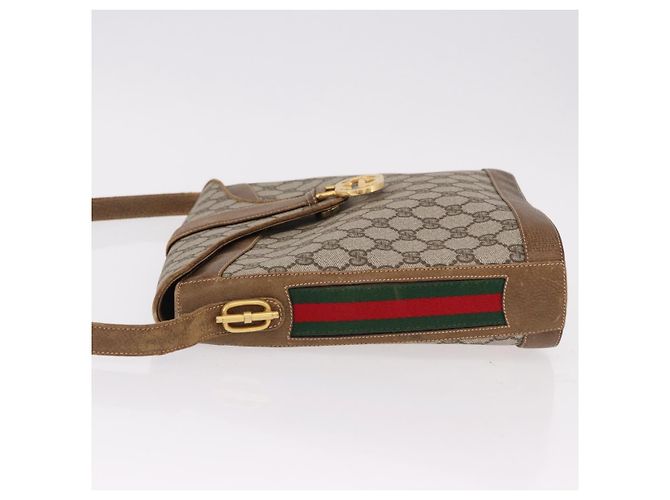 Borsa a tracolla GUCCI GG Supreme Web Sherry Line PVC Beige Oro Auth 191908 D'oro - vista 4