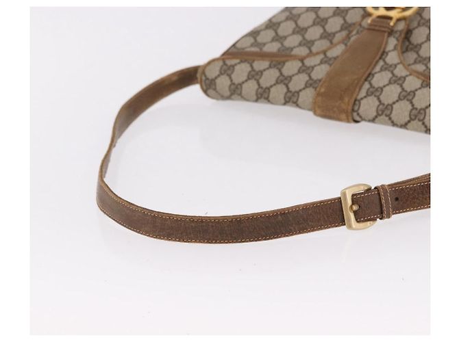 Borsa a tracolla GUCCI GG Supreme Web Sherry Line PVC Beige Oro Auth 191908 D'oro - vista 7