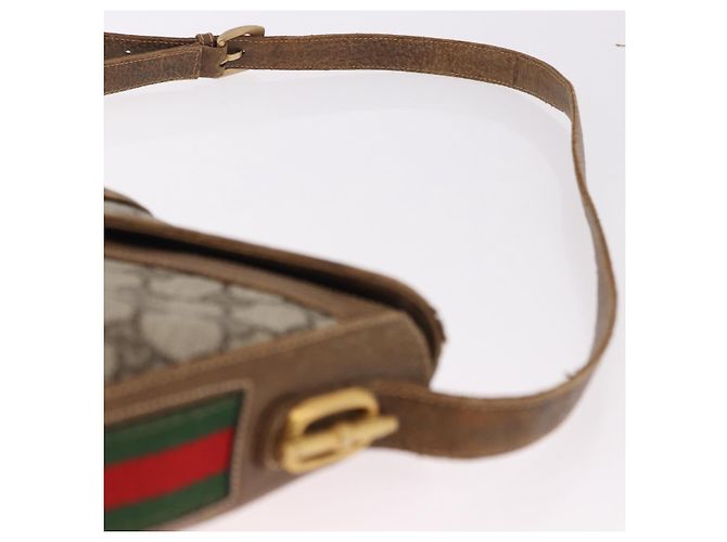 Borsa a tracolla GUCCI GG Supreme Web Sherry Line PVC Beige Oro Auth 191908 D'oro - vista 8