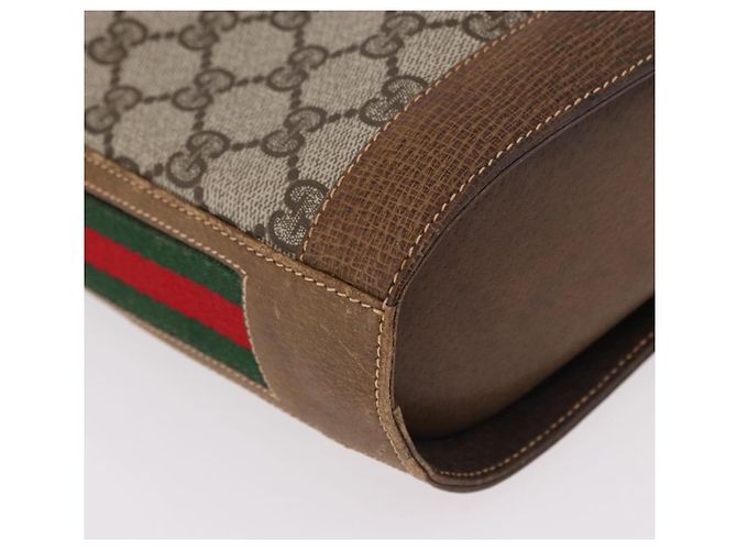 Borsa a tracolla GUCCI GG Supreme Web Sherry Line PVC Beige Oro Auth 191908 D'oro - vista 9
