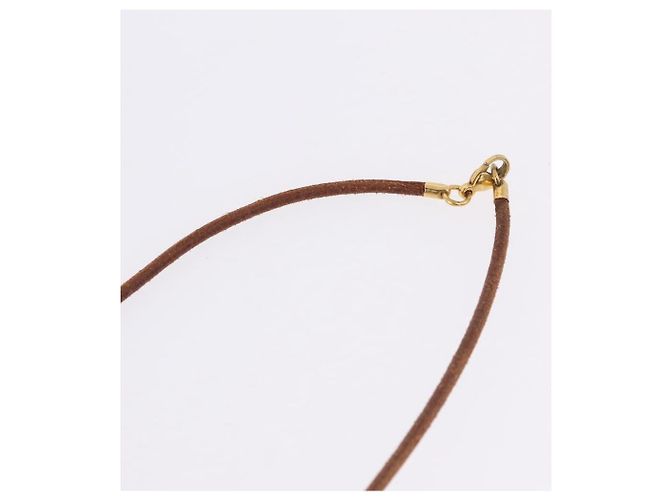 Hermès Collar HERMES Shuval de cuero marrón Auth bs36204 Castaño - vista 11