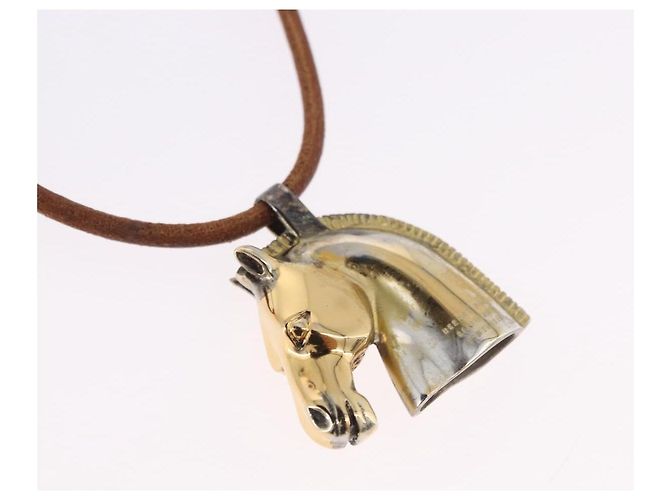 Hermès Collar HERMES Shuval de cuero marrón Auth bs36204 Castaño - vista 3