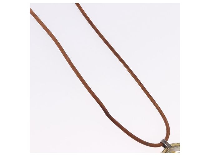 Hermès Collar HERMES Shuval de cuero marrón Auth bs36204 Castaño - vista 4