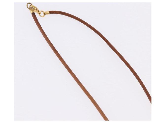 Hermès Collar HERMES Shuval de cuero marrón Auth bs36204 Castaño - vista 6