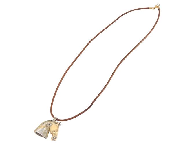 Hermès Collar HERMES Shuval de cuero marrón Auth bs36204 Castaño - vista 7