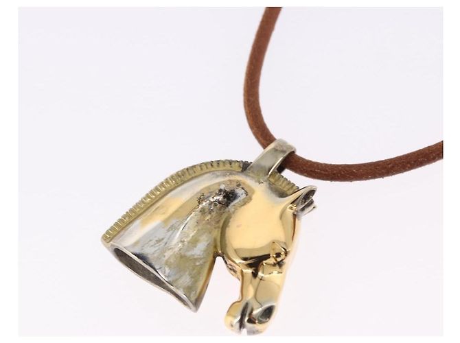 Hermès Collar HERMES Shuval de cuero marrón Auth bs36204 Castaño - vista 8