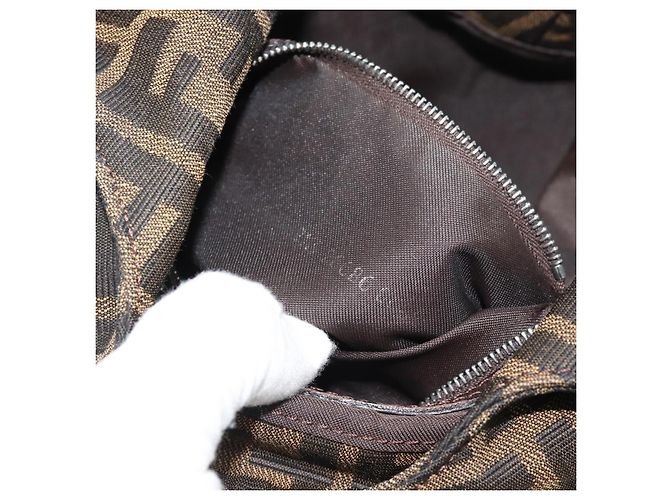 Borsa a Spalla FENDI Mamma Baguette in Tela Zucca Marrone Oro Auth 192273 D'oro - vista 11