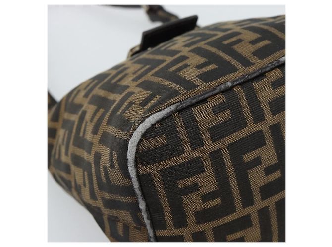 Borsa a Spalla FENDI Mamma Baguette in Tela Zucca Marrone Oro Auth 192273 D'oro - vista 14