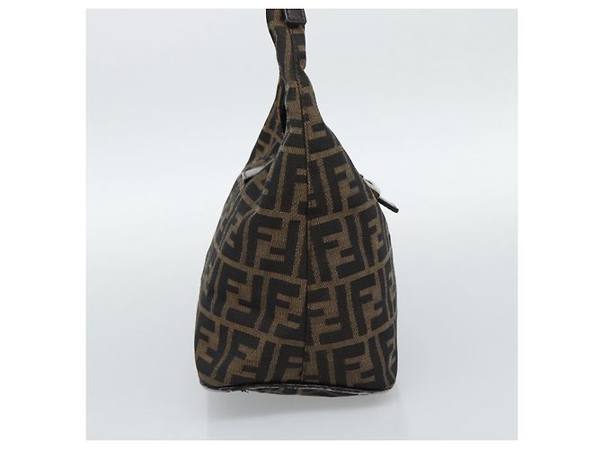 Borsa a Spalla FENDI Mamma Baguette in Tela Zucca Marrone Oro Auth 192273 D'oro - vista 3