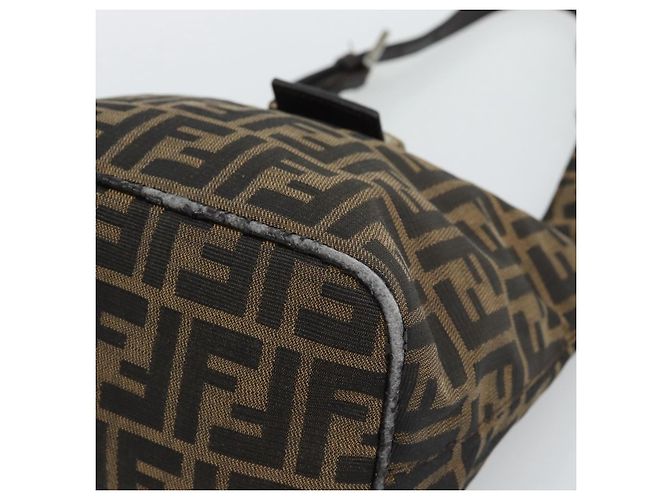 Borsa a Spalla FENDI Mamma Baguette in Tela Zucca Marrone Oro Auth 192273 D'oro - vista 9