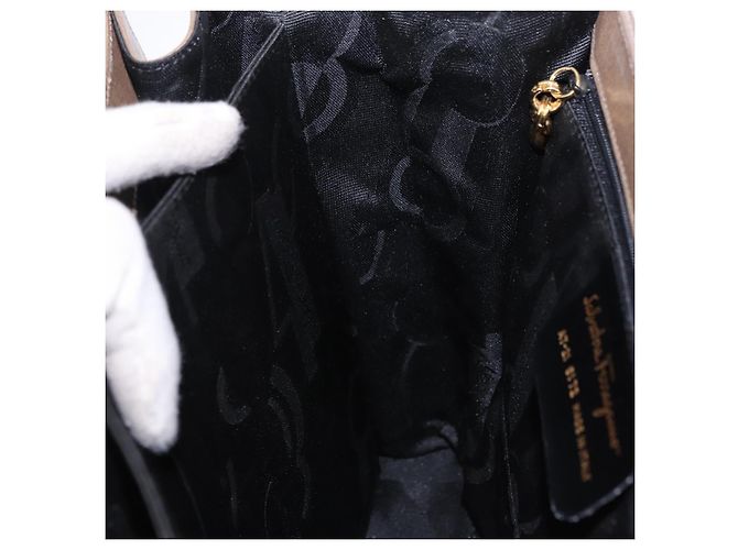 Borsa Salvatore Ferragamo Gancini in Pelle 2way Marrone Oro Auth ka5266 D'oro - vista 21