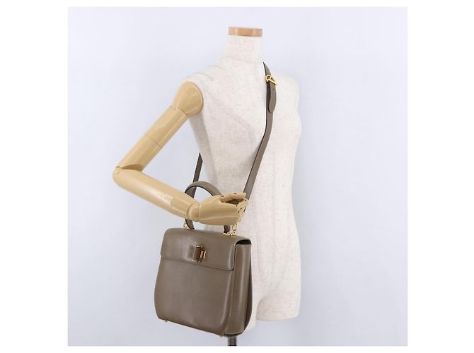 Borsa Salvatore Ferragamo Gancini in Pelle 2way Marrone Oro Auth ka5266 D'oro - vista 27