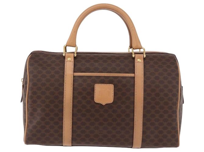 Céline Borsa Boston CELINE in tela Macadam PVC Pelle Marrone Oro Auth bs36061V D'oro - vista 13
