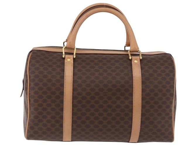 Céline Borsa Boston CELINE in tela Macadam PVC Pelle Marrone Oro Auth bs36061V D'oro - vista 2