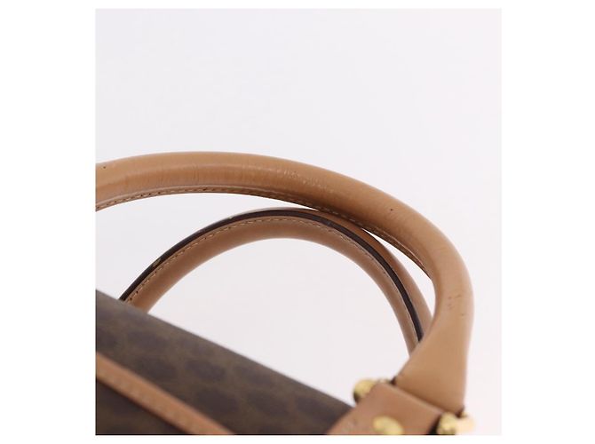 Céline Borsa Boston CELINE in tela Macadam PVC Pelle Marrone Oro Auth bs36061V D'oro - vista 8