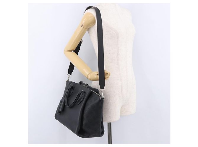 LOUIS VUITTON Mahina Omea Hand Bag Leather Black M55029 LV Auth ka5288V Nero - vista 29