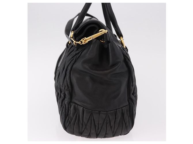 Miu Miu Matelasse Handtasche aus Leder 2way Schwarz Gold Auth am12113V Golden - Ansicht 3