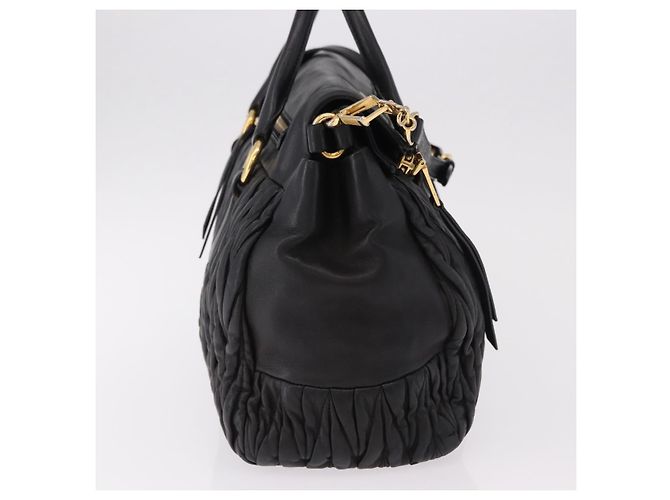 Miu Miu Matelasse Handtasche aus Leder 2way Schwarz Gold Auth am12113V Golden - Ansicht 4