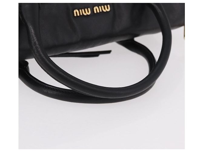 Miu Miu Matelasse Handtasche aus Leder 2way Schwarz Gold Auth am12113V Golden - Ansicht 7
