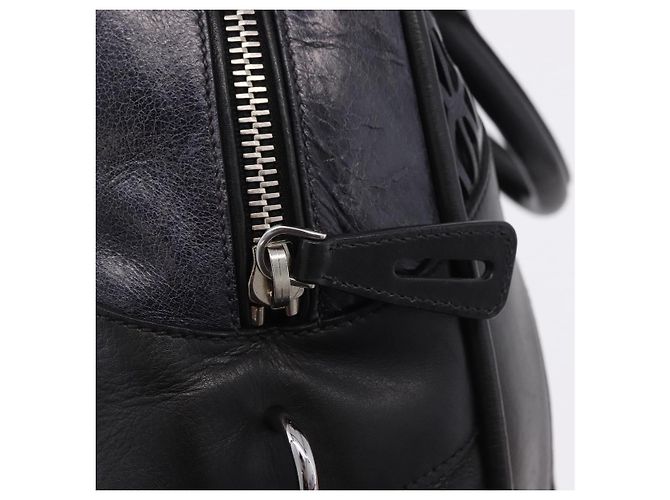 Borsa Miu Miu in pelle blu navy e argento Auth BA14365A - vista 19