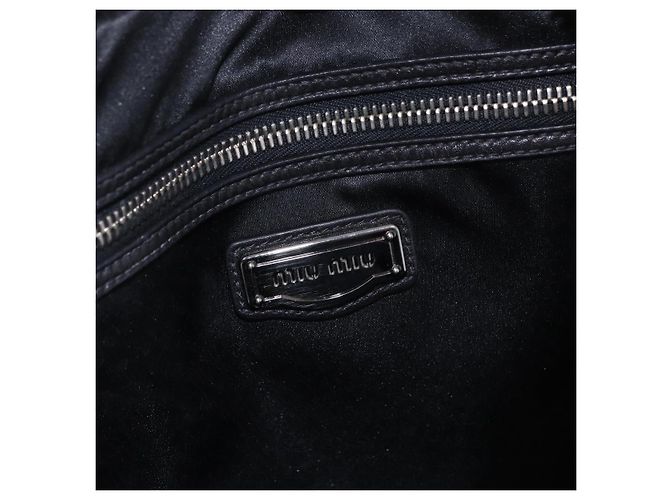 Borsa Miu Miu in pelle blu navy e argento Auth BA14365A - vista 20
