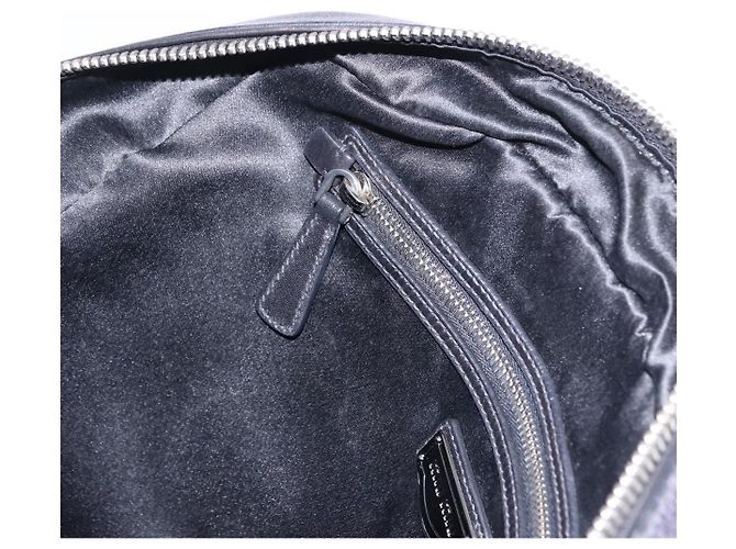 Borsa Miu Miu in pelle blu navy e argento Auth BA14365A - vista 23