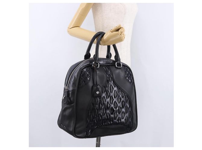 Borsa Miu Miu in pelle blu navy e argento Auth BA14365A - vista 25