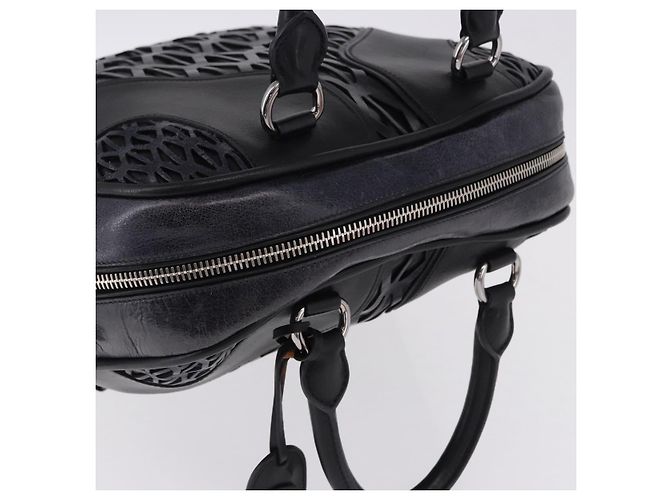 Borsa Miu Miu in pelle blu navy e argento Auth BA14365A - vista 6