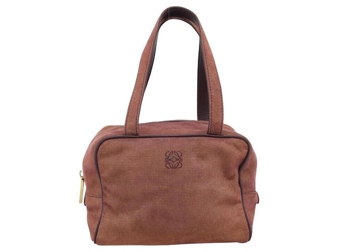LOEWE Handtasche aus Canvas Violett mit Goldton Auth 192763A Lila - Ansicht 13