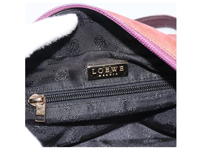 LOEWE Handtasche aus Canvas Violett mit Goldton Auth 192763A Lila - Ansicht 18