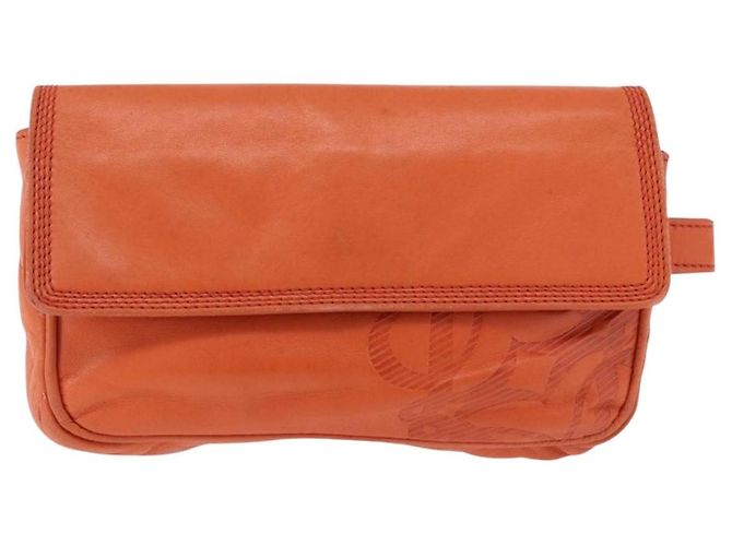 LOEWE Anagram Waist bag Leather Orange Gold Auth bs36195A Dorado Naranja - vista 13
