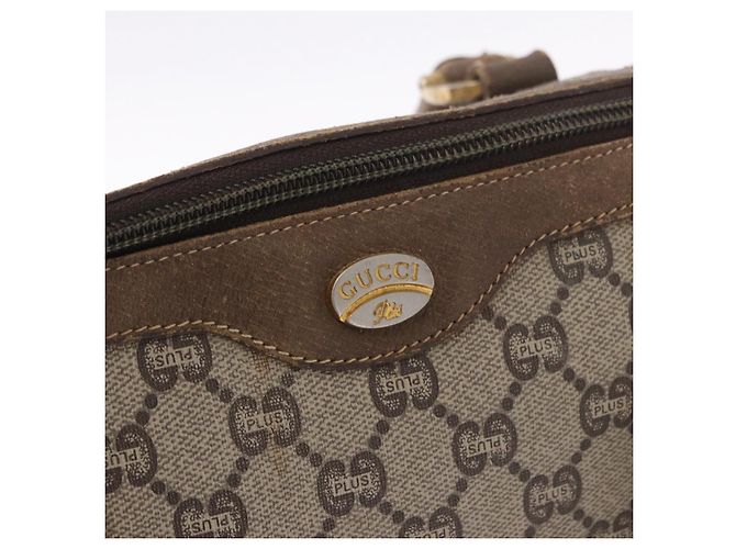 Borsa GUCCI GG Plus Supreme in PVC Beige Oro Auth gh2146 D'oro - vista 17