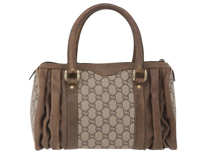 Borsa GUCCI GG Plus Supreme in PVC Beige Oro Auth gh2146 D'oro - vista 2