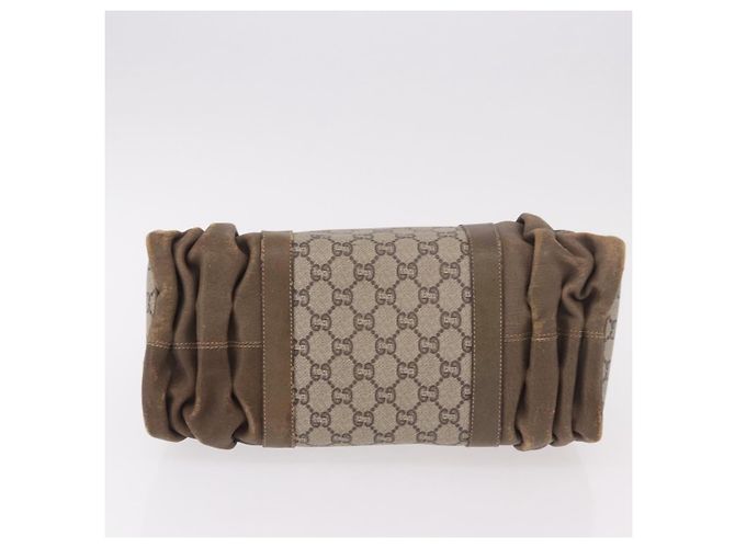 Borsa GUCCI GG Plus Supreme in PVC Beige Oro Auth gh2146 D'oro - vista 5