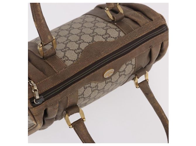 Borsa GUCCI GG Plus Supreme in PVC Beige Oro Auth gh2146 D'oro - vista 6