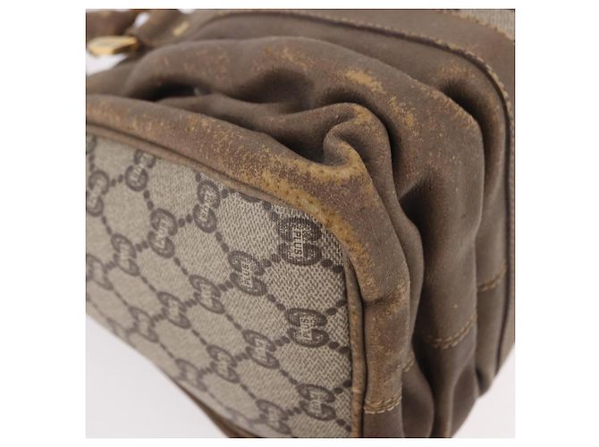 Borsa GUCCI GG Plus Supreme in PVC Beige Oro Auth gh2146 D'oro - vista 9