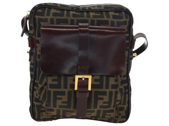 FENDI Zucca Canvas Schultertasche Braun Schwarz Authentisch ep15102A - Ansicht 13