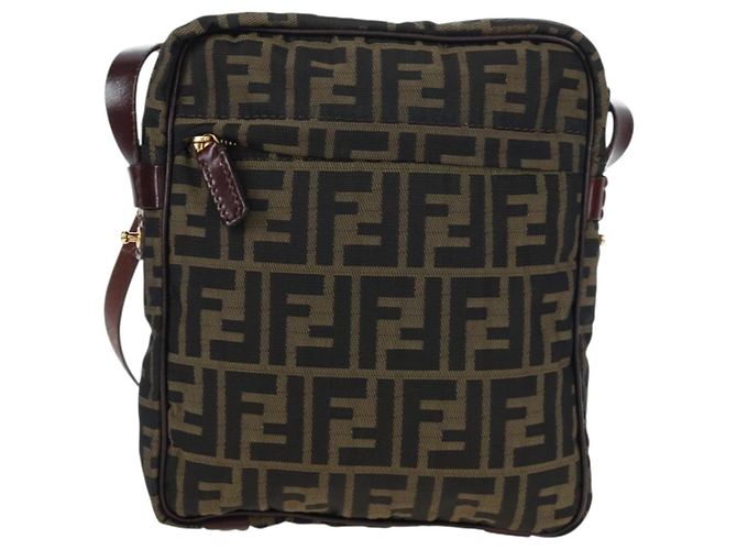 FENDI Zucca Canvas Schultertasche Braun Schwarz Authentisch ep15102A - Ansicht 2
