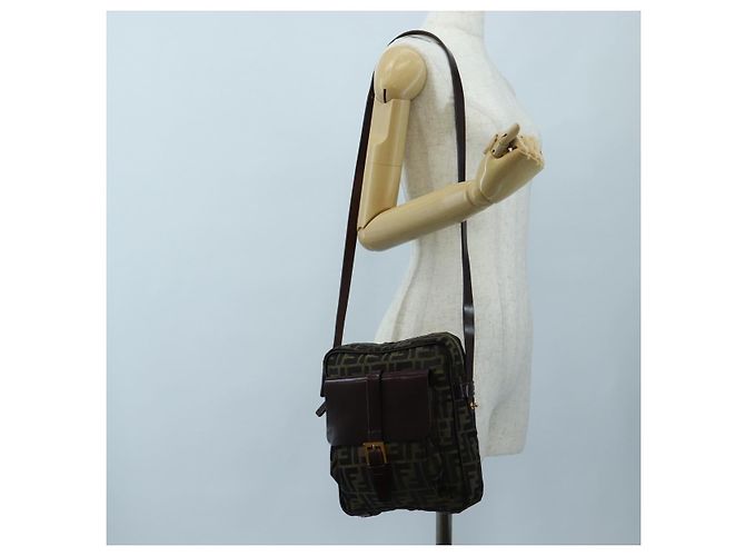 FENDI Zucca Canvas Schultertasche Braun Schwarz Authentisch ep15102A - Ansicht 28