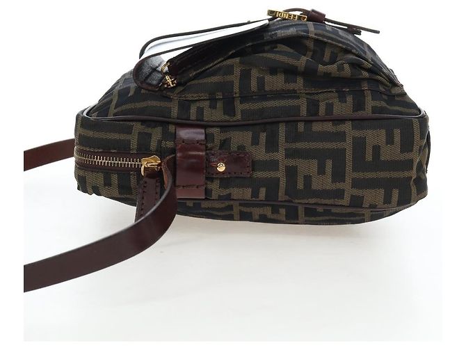 FENDI Zucca Canvas Schultertasche Braun Schwarz Authentisch ep15102A - Ansicht 3